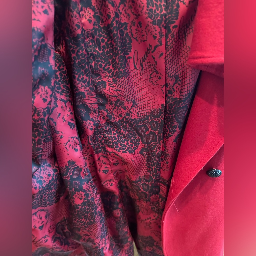 Guess Red Front Tie Coat - Picture 3 of 3